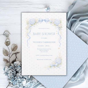 Invitation Hydrangeas Bleus Fleur Vintage Baby Shower