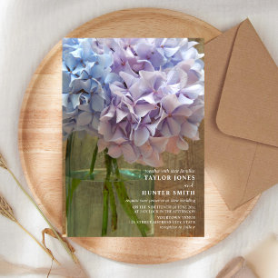 Invitation Hydrangeas Blue Mason Jar Mariage
