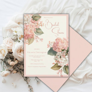Invitation Hydrangeas Crème de Pêche Élégant Shower de Mariée