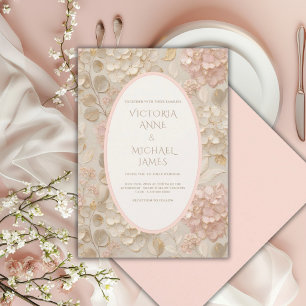 Invitation Hydrangeas Floral Rose Gold Vintage Mariage
