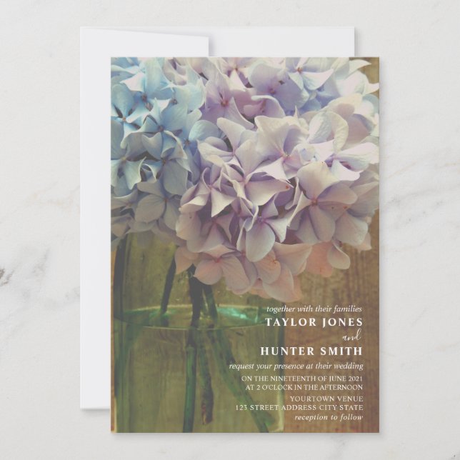Invitation Hydrangeas Mason Jar Mariage (Devant)