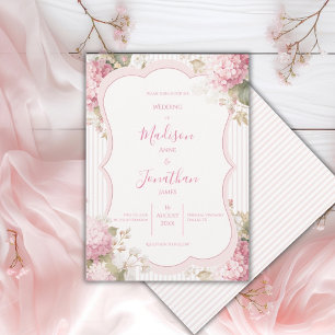 Invitation Hydrangeas Roses Vintage Élégant Mariage