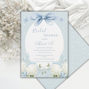 Invitation Hydrangeas Ruban Bleu Blanc Mariage Vintage