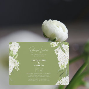 Invitation Hydrangeas Vert Mousse et Blanc Déjeuner de Répéti
