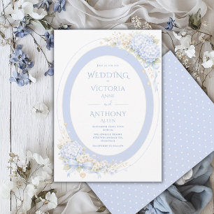 Invitation Hydrangeas Violettes Bleues Cadre Mariage Élégant