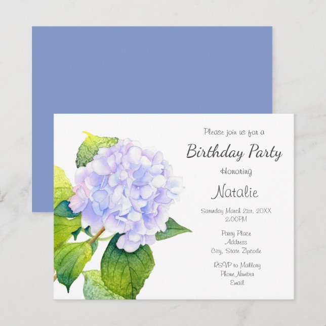 Invitation Hydrangée (Devant / Derrière)