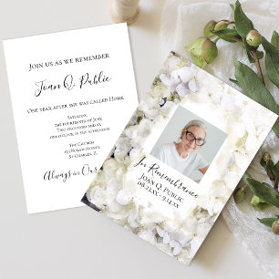 Invitation Hydrangée blanche Aquarelle Anniversaire de la mor