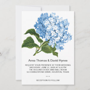 INVITATION HYDRANGÉE BLEU PERSONNALISÉE INVITAT MARIAGE PERSO