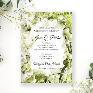 Invitation Hydrangée verte Aquarelle Célébration de la vie