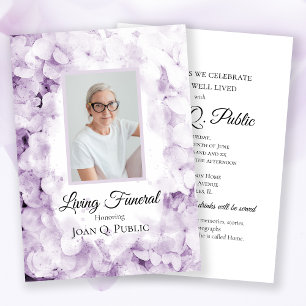 Invitation Hydrangée violette Aquarelle Vivante Fête funérair