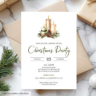 Invitation Hygge Minimal Vert Sauge Nordique Fête de Noël