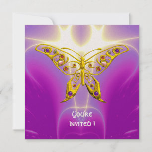 Invitation HYPER BUTTERFLY rose fuchsia violette champagne