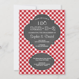 Invitation I DO BARBEQUE Fiançailles Chalk En vichy Invitatio