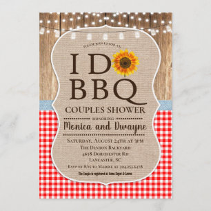 Invitation I DO BBBQ Barbecue En vichy String Lights Invitati