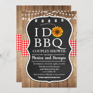 Invitation I DO BBBQ Barbecue En vichy String Lights Invitati