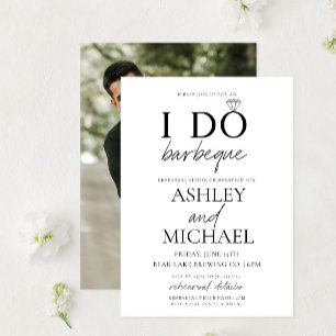 Invitation I DO BBBQ Black & White Script Photo Rehearal