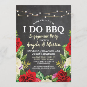 Invitation I DO BBBQ Chalk Rouge Rose Chalk Floral Douche Inv