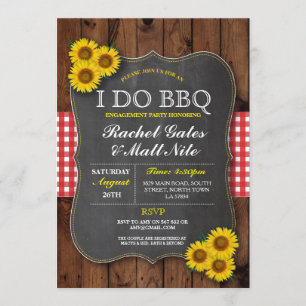 Invitation I DO BBBQ Couples Chalk Douche Tournesol Invitatio