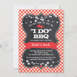 Invitation I DO BBBQ Couples Co-ed Chalkboard Engagement Part