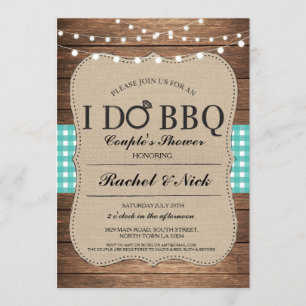 Invitation I DO BBBQ Couples Douches Lumières En vichy Invita
