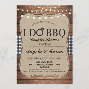 Invitation I DO BBBQ Couples Douches Rustiques En vichy Invit