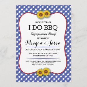 Invitation I DO BBBQ Engagement Party Blue Sunflower Invitati