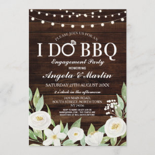 Invitation I DO BBBQ Engagement Party Couples Fleurs de douch
