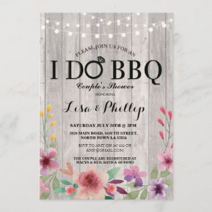 Invitation I DO BBBQ Engagement Party Couple's Shower Floral