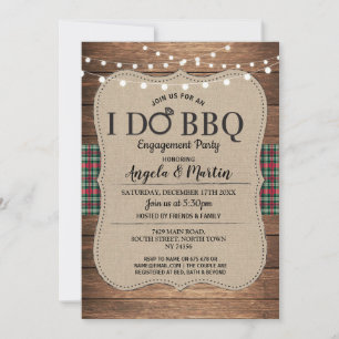 Invitation I DO BBBQ Engagement Party Noël Rouge Check