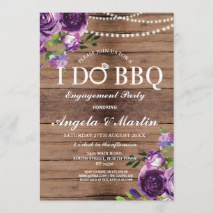 Invitation I DO BBBQ Fiançailles Couples Douche Florale viole