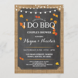 Invitation I DO BBBQ Fiançailles Fall Rustic Chalk Party Invi