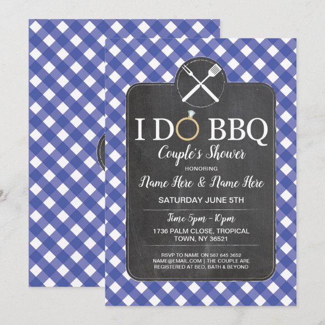 Invitation I DO BBBQ Party Couple's Shower Fiançailles Invita (Devant / Derrière)