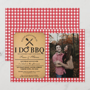 Invitation I DO BBBQ Red Vintage Party Fiançailles de photo a