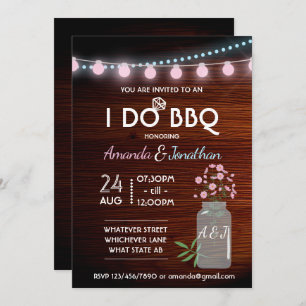 Invitation I DO BBBQ rose et bleu cosmos rustique ajouter pho