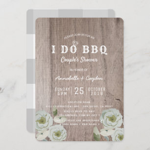 Invitation I DO BBBQ Roses & Couples en bois Douche Invitatio
