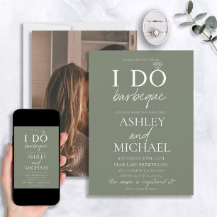 Invitation I DO BBBQ Sage Vert Simple Script Photo Douche