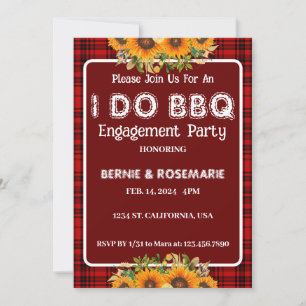 Invitation I DO BBQ À damiers Sunflower