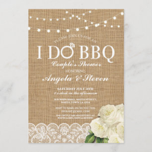 Invitation I DO BBQ Couple's Douche Burlap Lumières Rose Invi