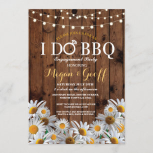 Invitation I DO BBQ Daisy Floral Fiançailles Rustic Invitatio