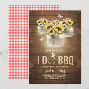 Invitation I Do BBQ Engagement Party Couples douche Rustique