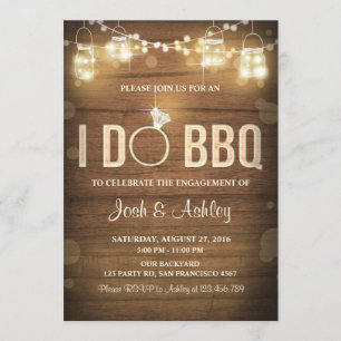 Invitation I Do BBQ Engagement Party Couples douche Rustique