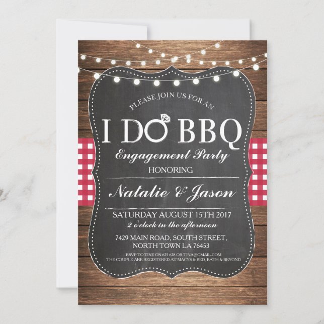 Invitation I DO BBQ Engagement Party Maroon ShoInvitation (Devant)