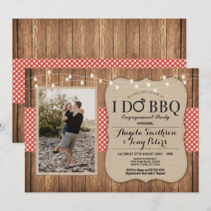 Invitation I Do BBQ Engagement Party Photo Red Check Invitati