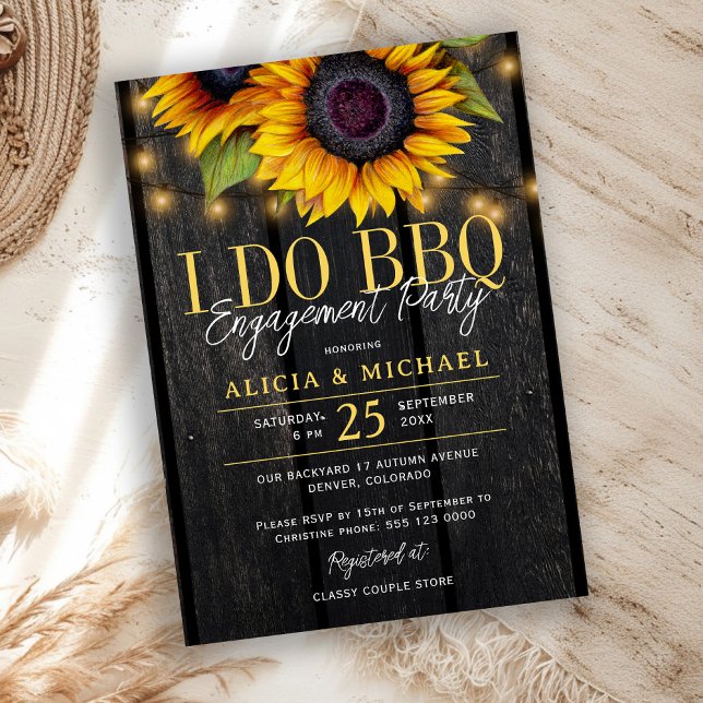 Invitation I DO BBQ rustic sunflower engagement party (Créateur téléchargé)