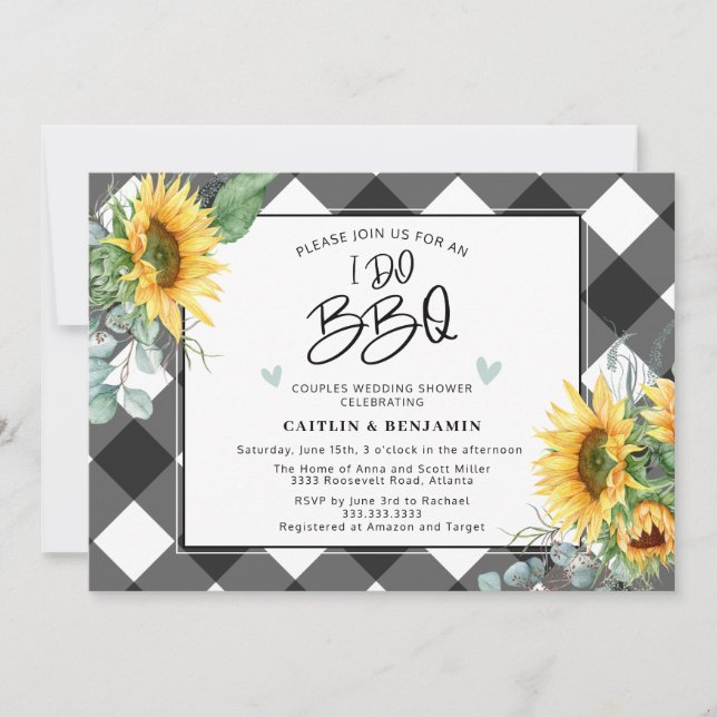 Invitation I Do BBQ Sunflower Couples Fête des mariées (Devant)