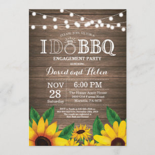 Invitation I DO BBQ Sunflower Engagement Party Rustique Invit