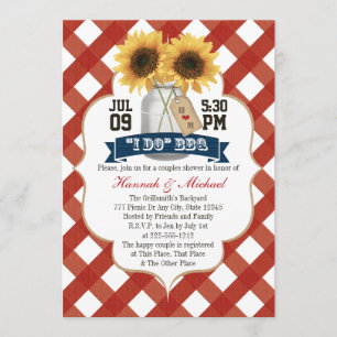 Invitation I Do BBQ Sunflower Mason Jar Couples Douche