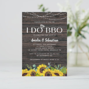 Invitation I Do BBQ Wood Lights Sunflower Fête des mariées