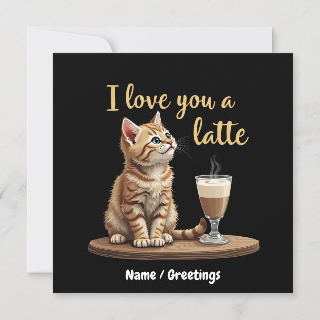 Invitation I Lote a Latte : Mignonne Valentine Coffee Pun (Devant)