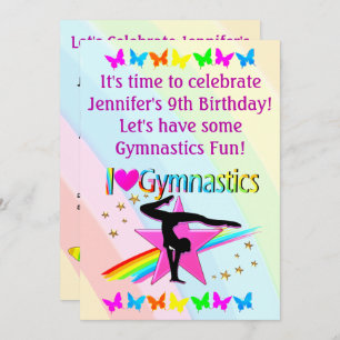 Invitation I LOVE GYMNASTICS BIRTHDAY Invite
